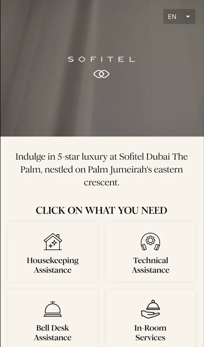Sofitel Dubai The Palm — guest hub on the room's web link